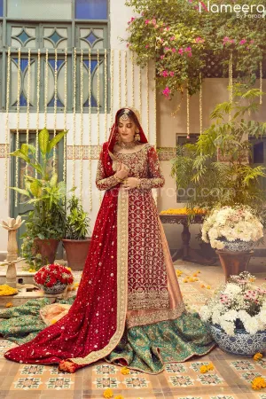 Pakistani Red Wedding Lehenga Dress for Bride #BN789