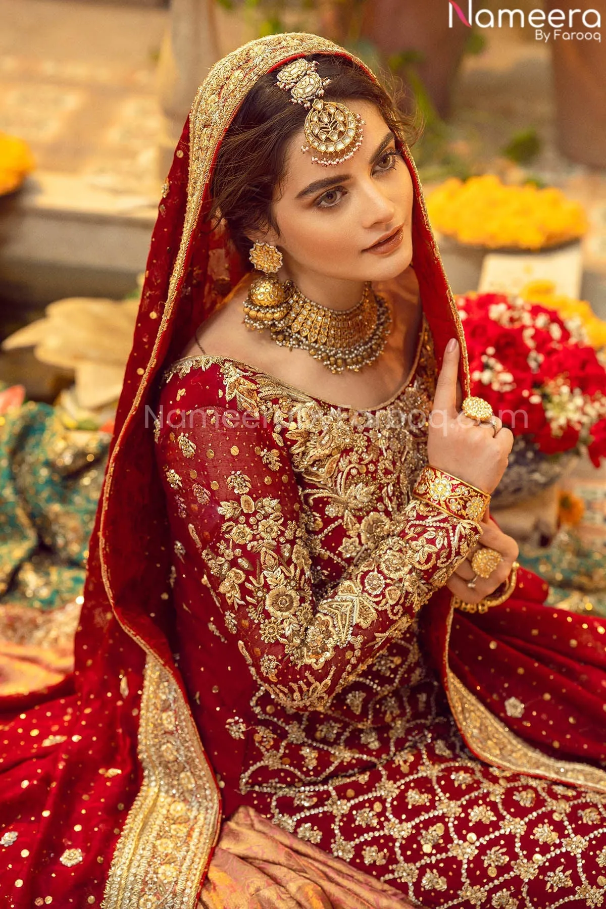 Pakistani Red Wedding Lehenga Dress for Bride #BN789