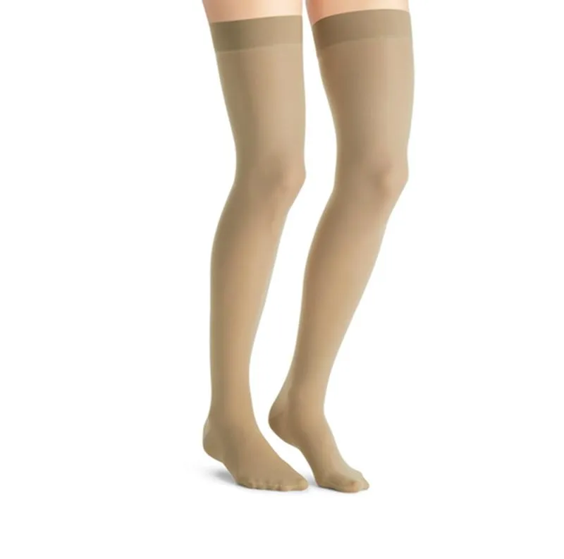 PR/1 JOBST ULTRASHEER WOMEN, THIGH HIGH W/SIL DOT BAND, 30-40MMHG, XL, NATURAL, CLOSED TOE