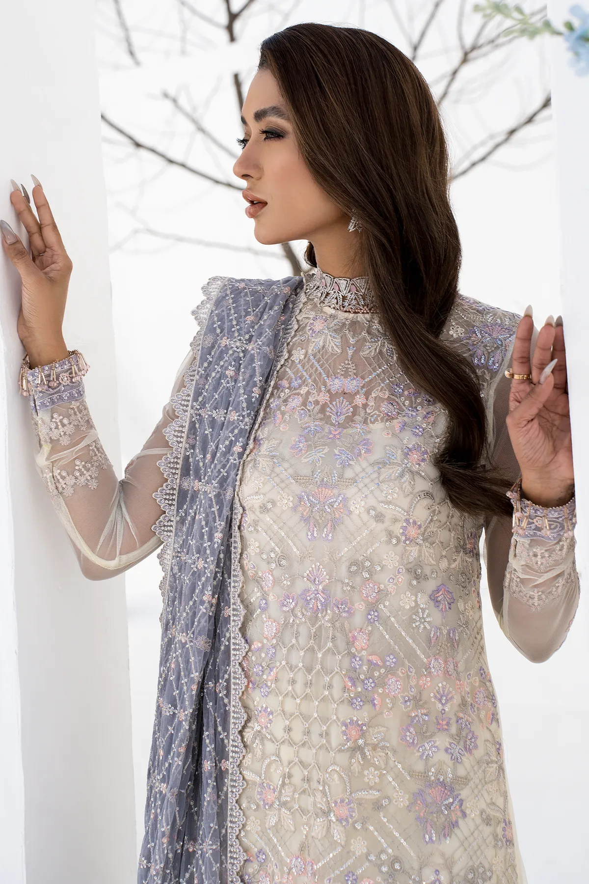 Premium Pakistani Pearl White Salwar Kameez Trouser