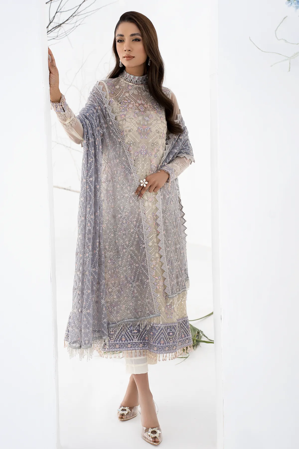 Premium Pakistani Pearl White Salwar Kameez Trouser