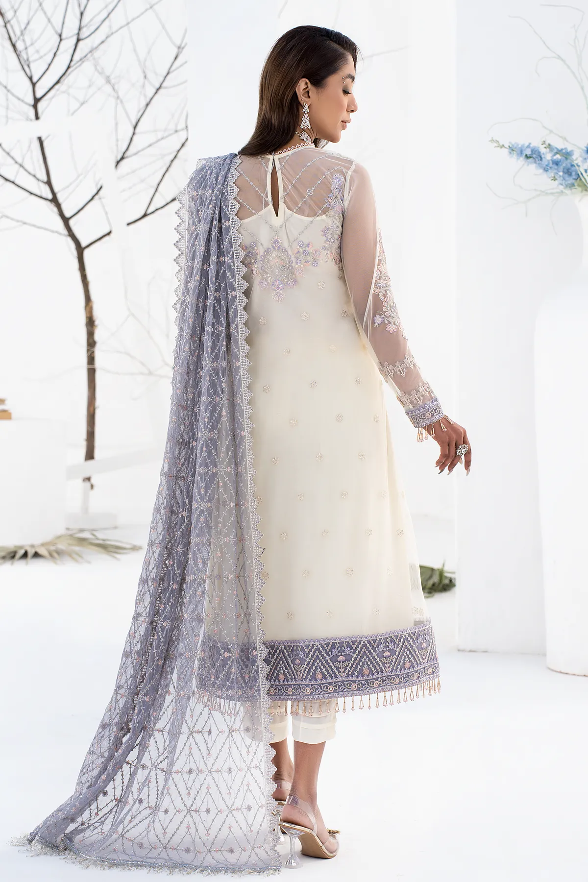 Premium Pakistani Pearl White Salwar Kameez Trouser