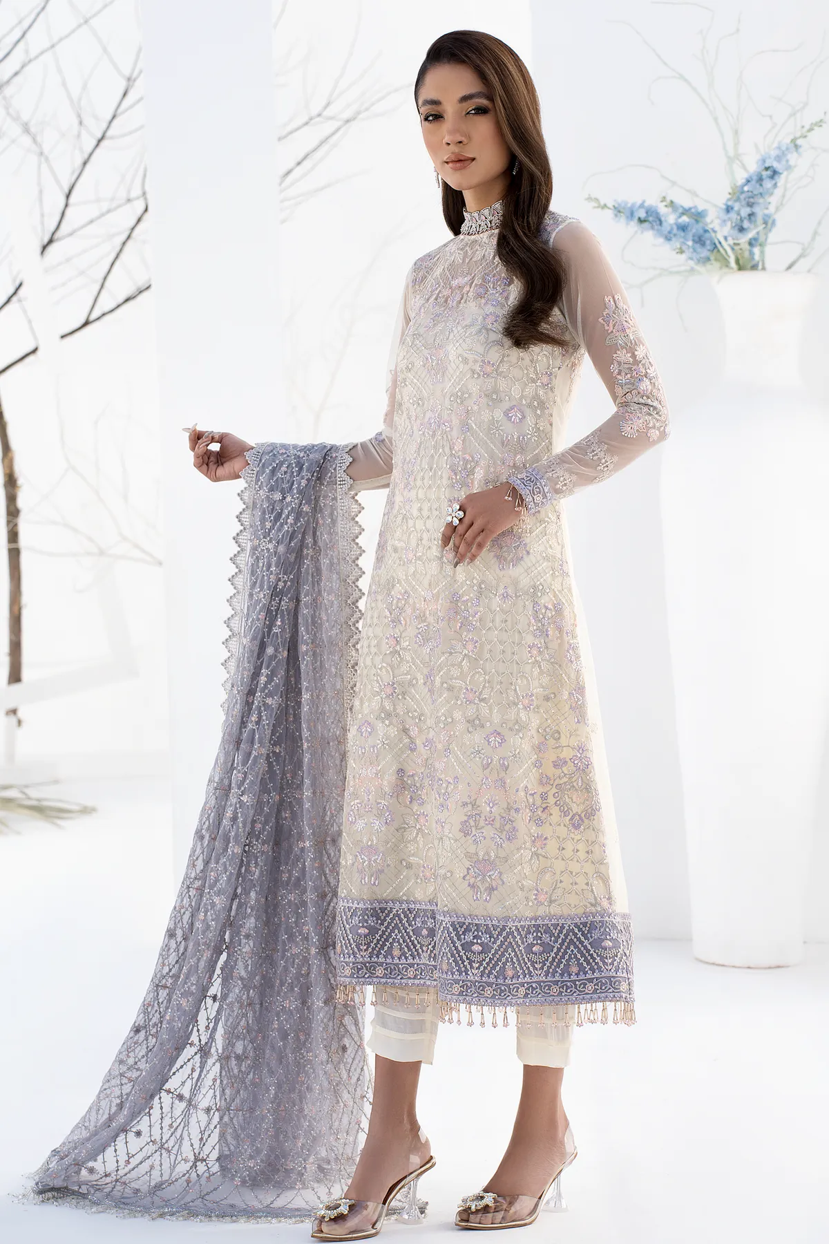 Premium Pakistani Pearl White Salwar Kameez Trouser