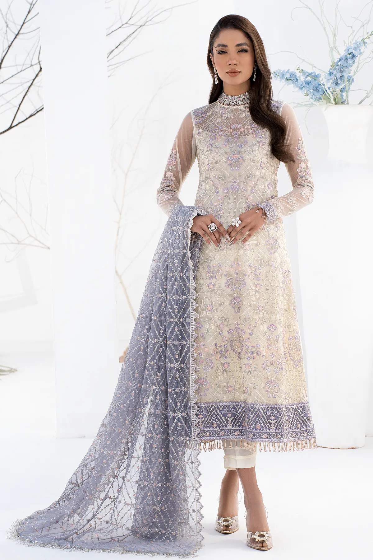 Premium Pakistani Pearl White Salwar Kameez Trouser
