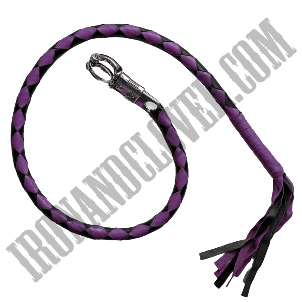 Purple & Black Leather Get Back Whip