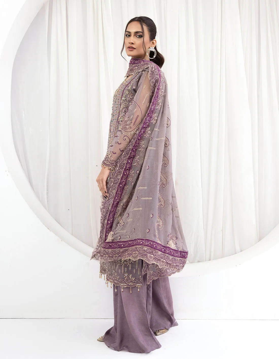 Purple Chiffon Embellished Pakistani Salwar Kameez
