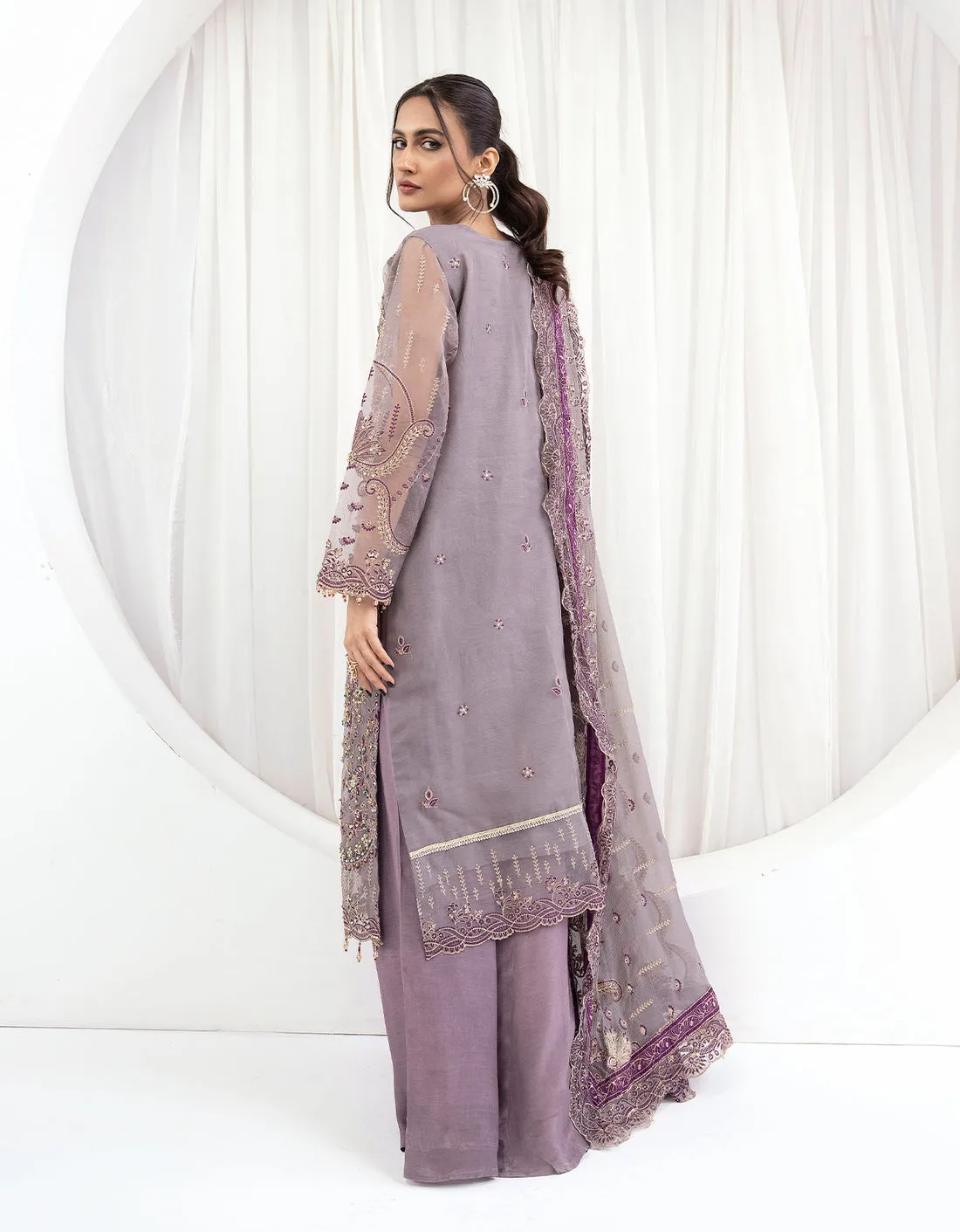 Purple Chiffon Embellished Pakistani Salwar Kameez