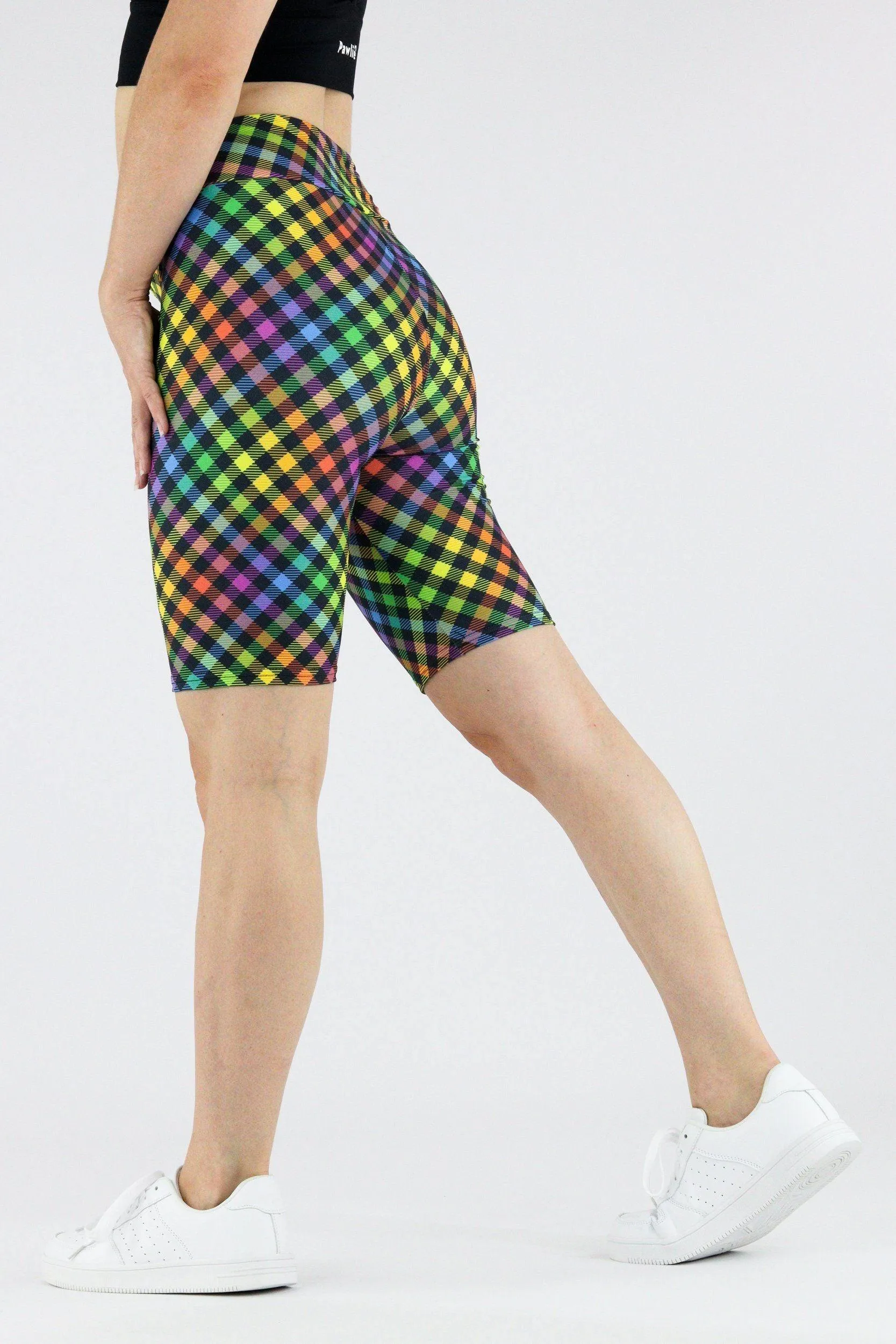 Rainbow Gingham - Casual Long Shorts