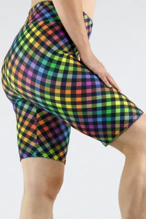 Rainbow Gingham - Casual Long Shorts