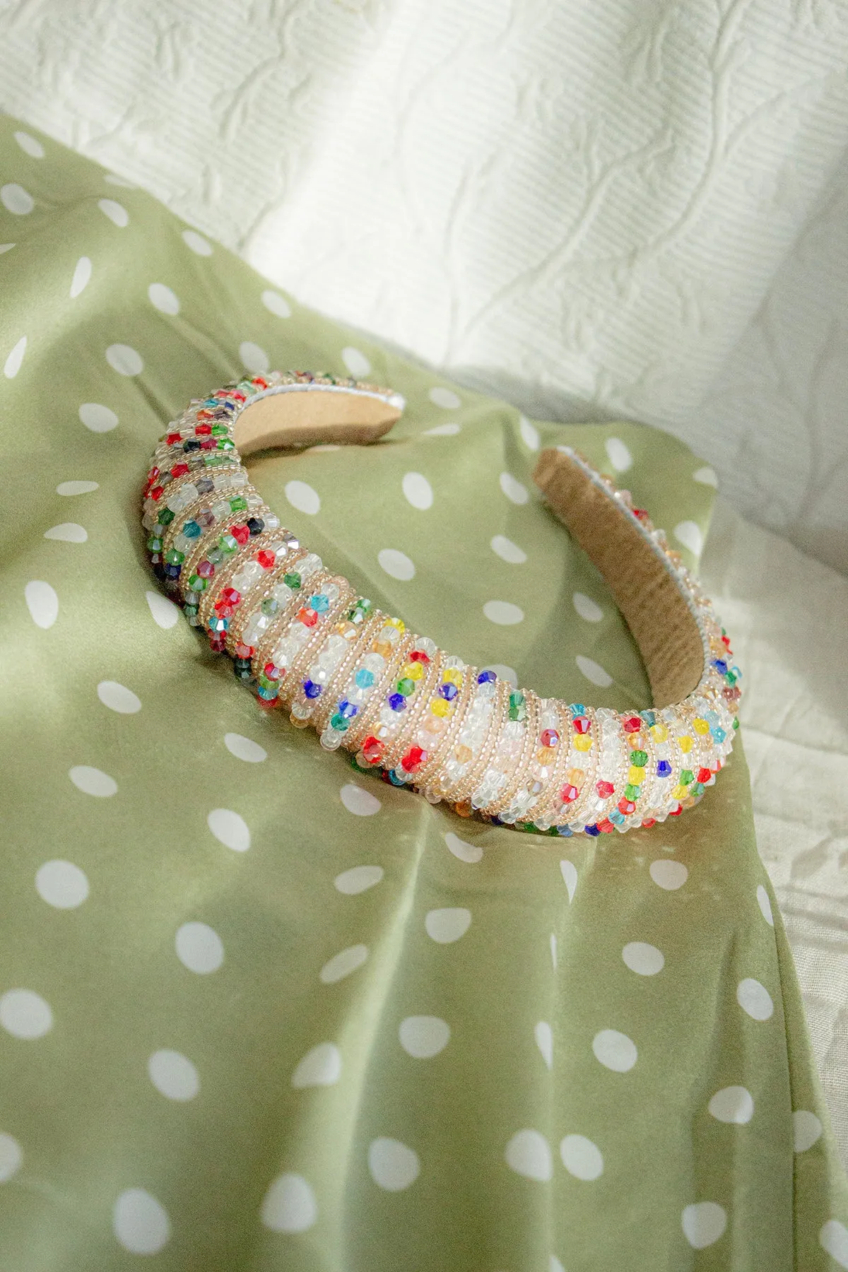 Rainbow Twisted Bead Sequin Sparkle Headband