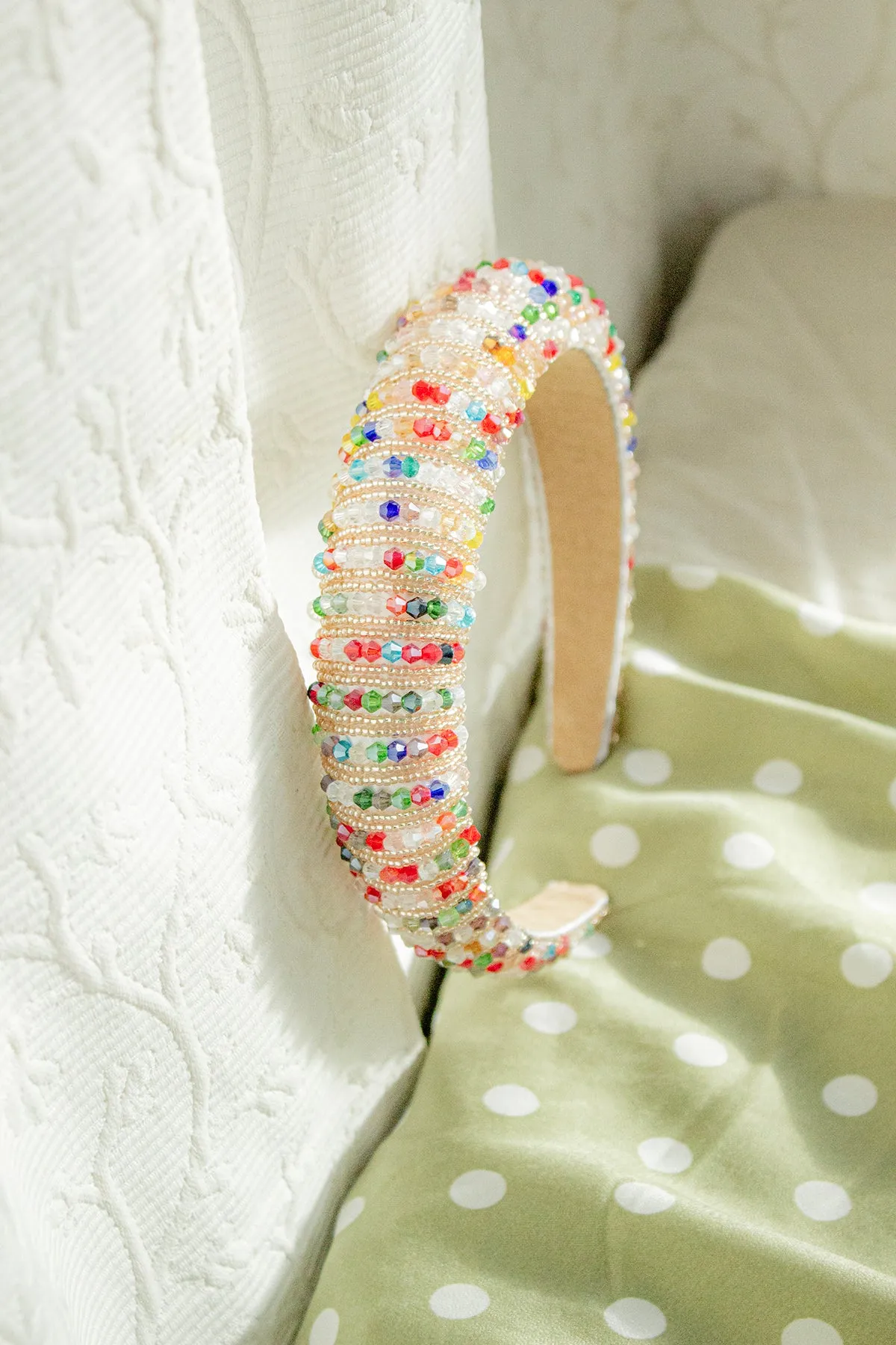 Rainbow Twisted Bead Sequin Sparkle Headband