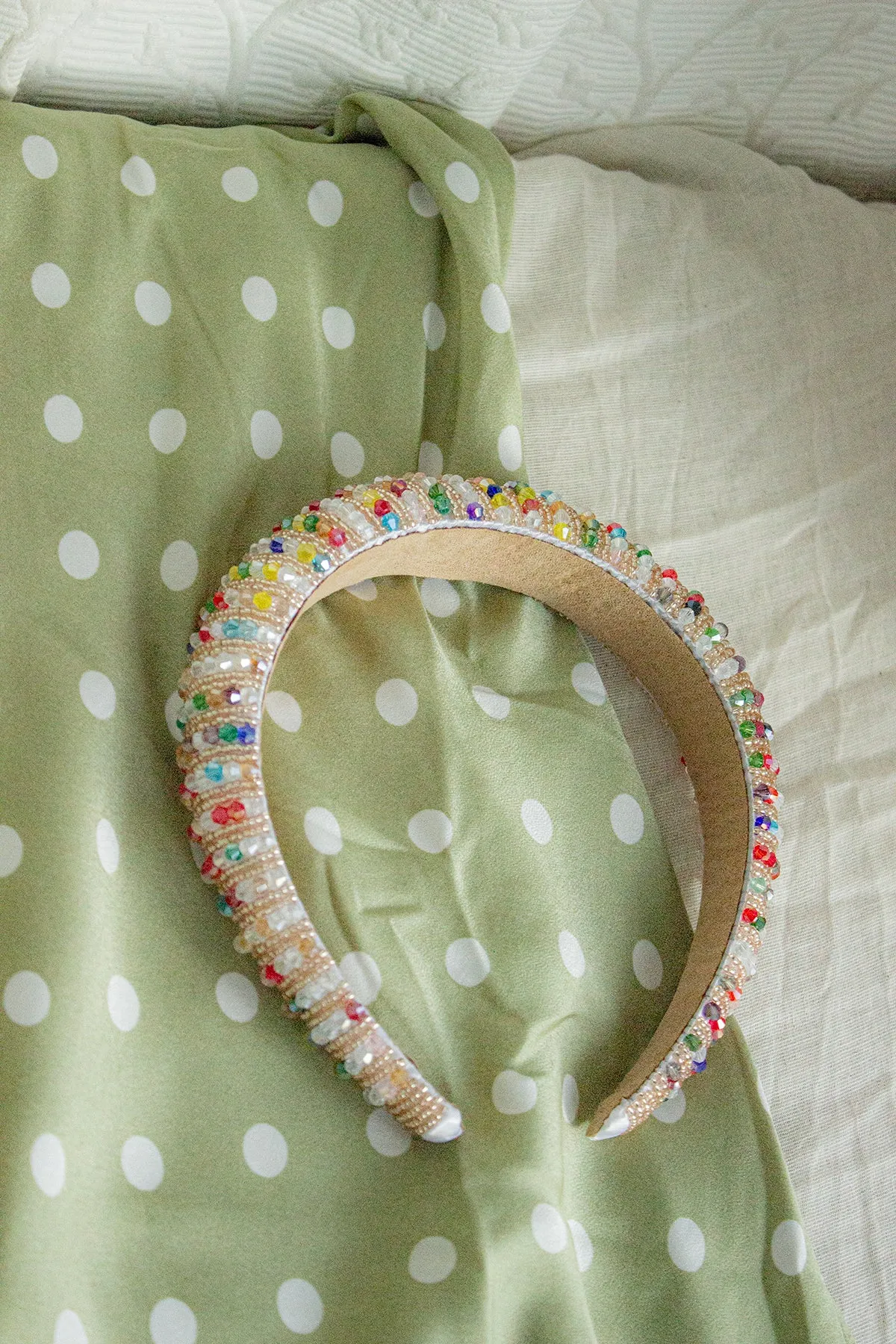 Rainbow Twisted Bead Sequin Sparkle Headband