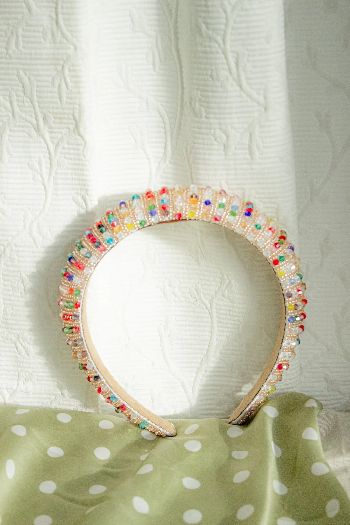 Rainbow Twisted Bead Sequin Sparkle Headband