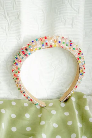 Rainbow Twisted Bead Sequin Sparkle Headband