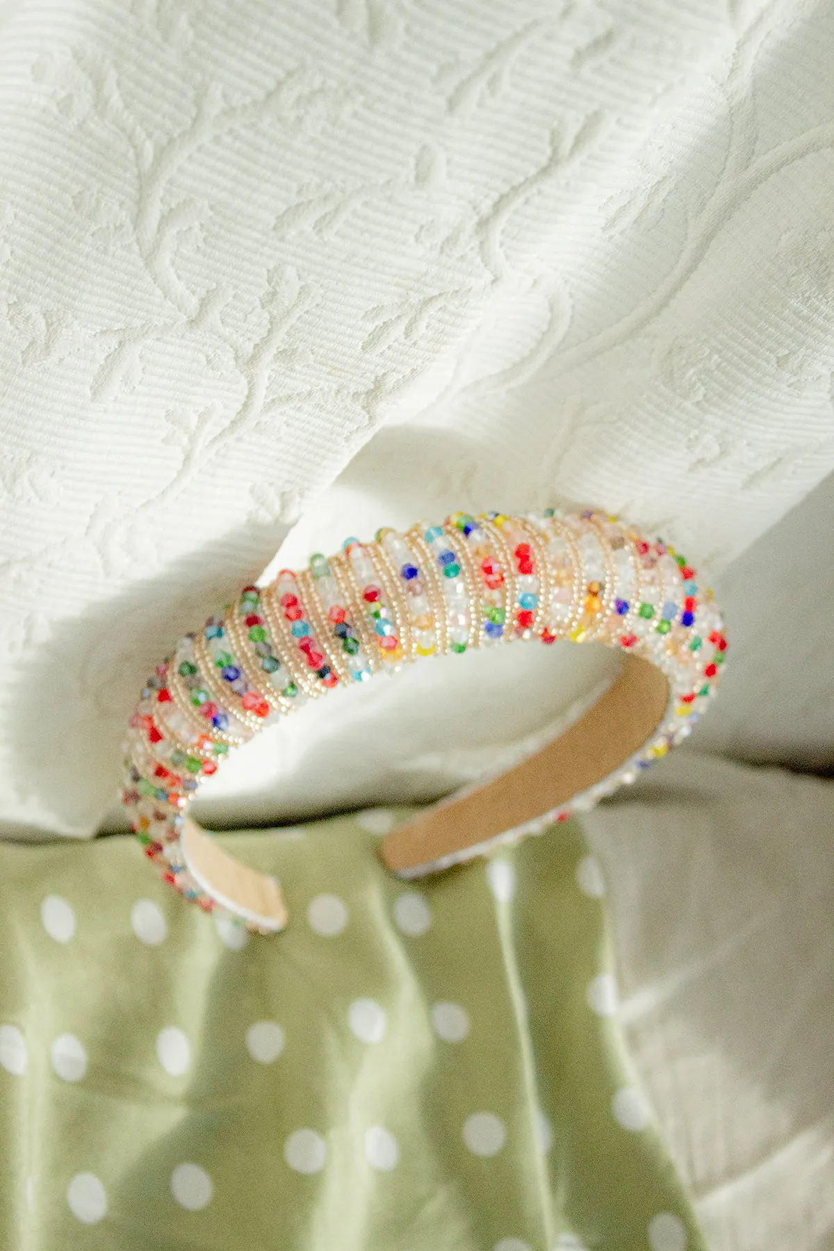 Rainbow Twisted Bead Sequin Sparkle Headband