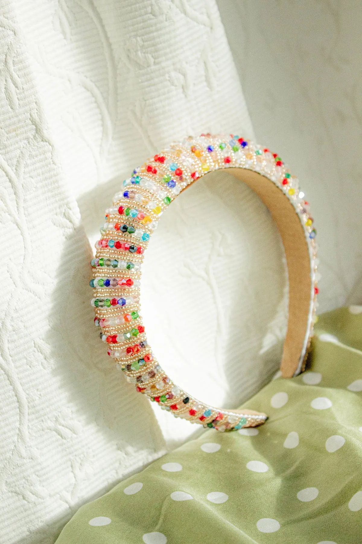 Rainbow Twisted Bead Sequin Sparkle Headband