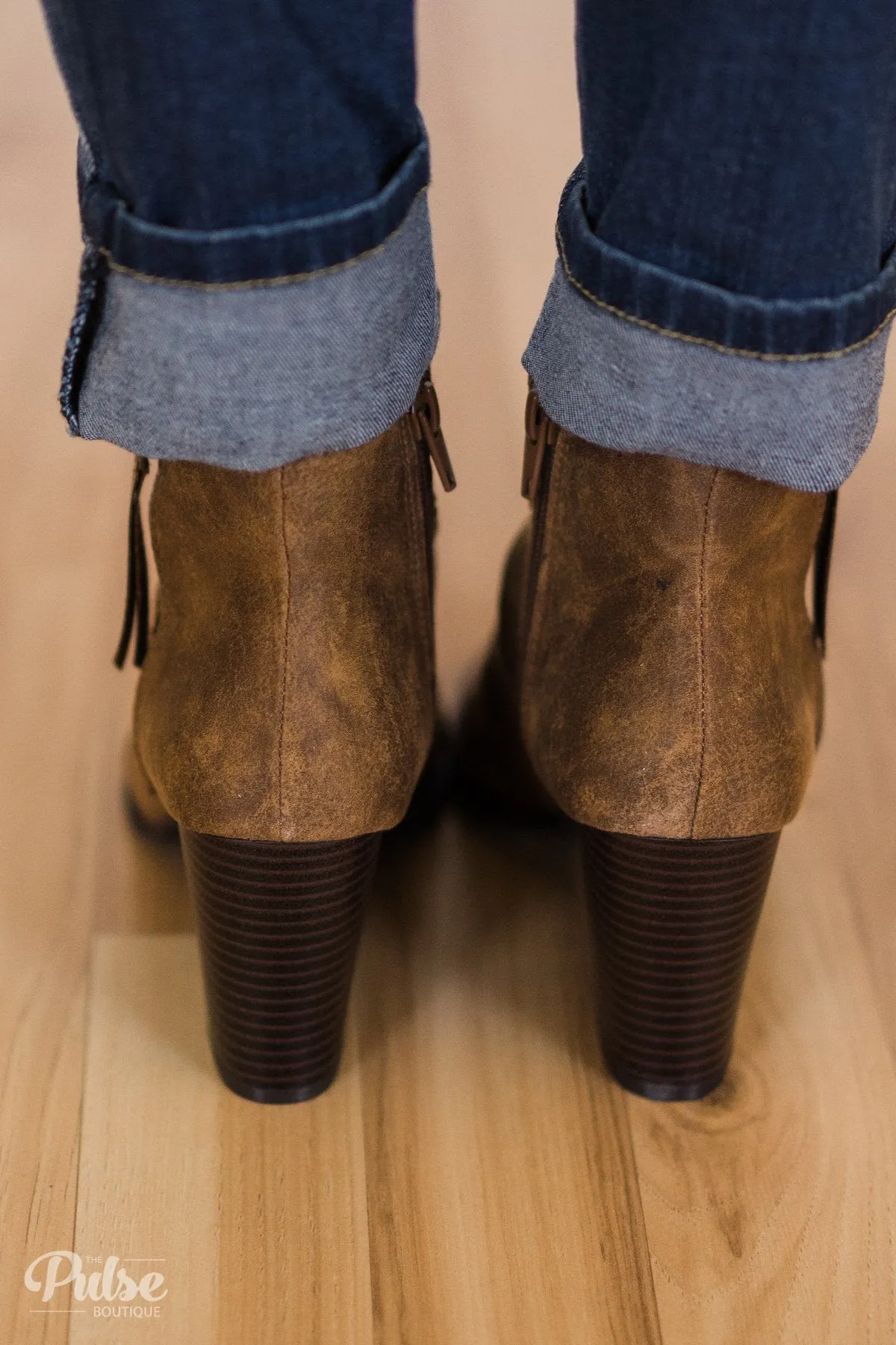 Rampage- Ram-Petite Open Toe Booties- Cognac