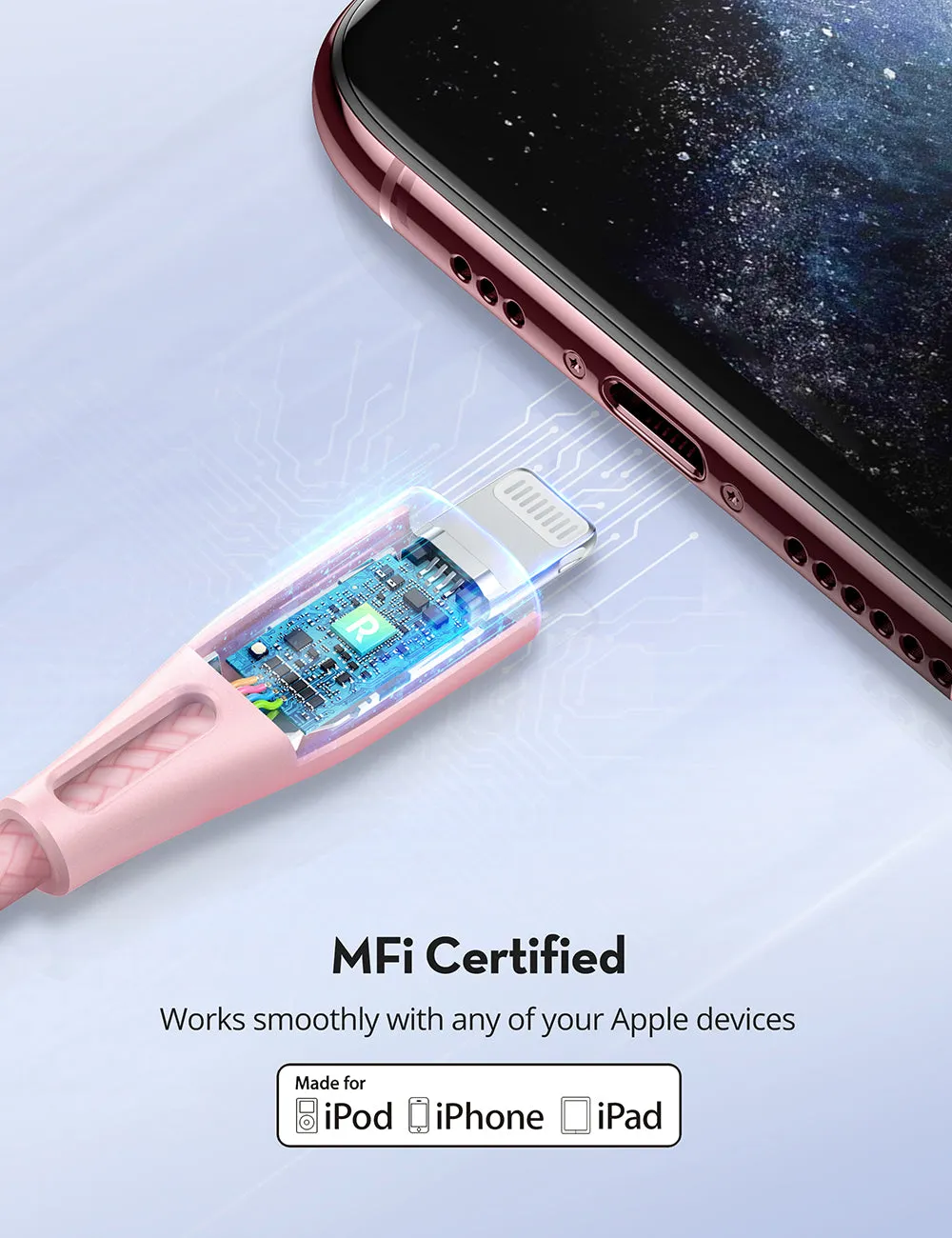 RAVPower - C-Lightning Cable Pink