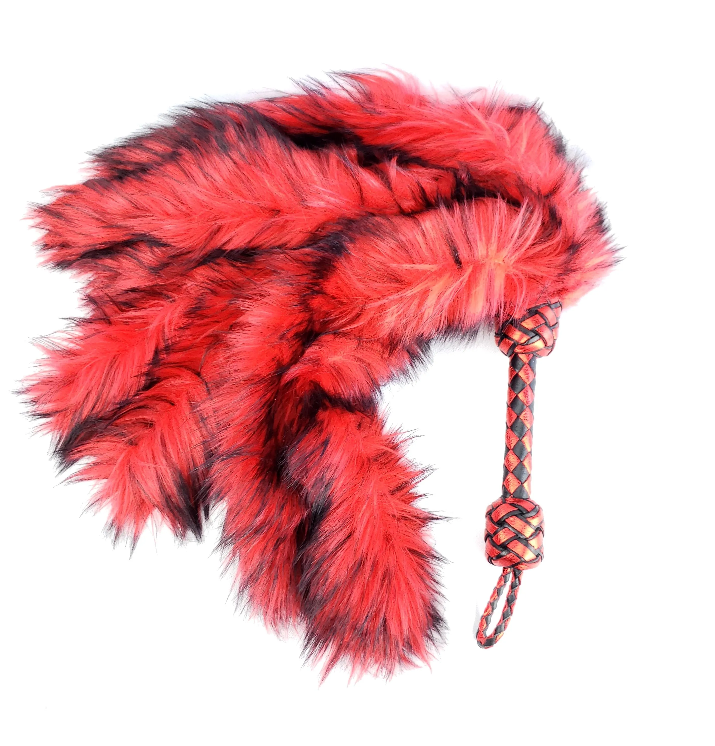 Red and Black Fluffinator Flogger- Made to Order