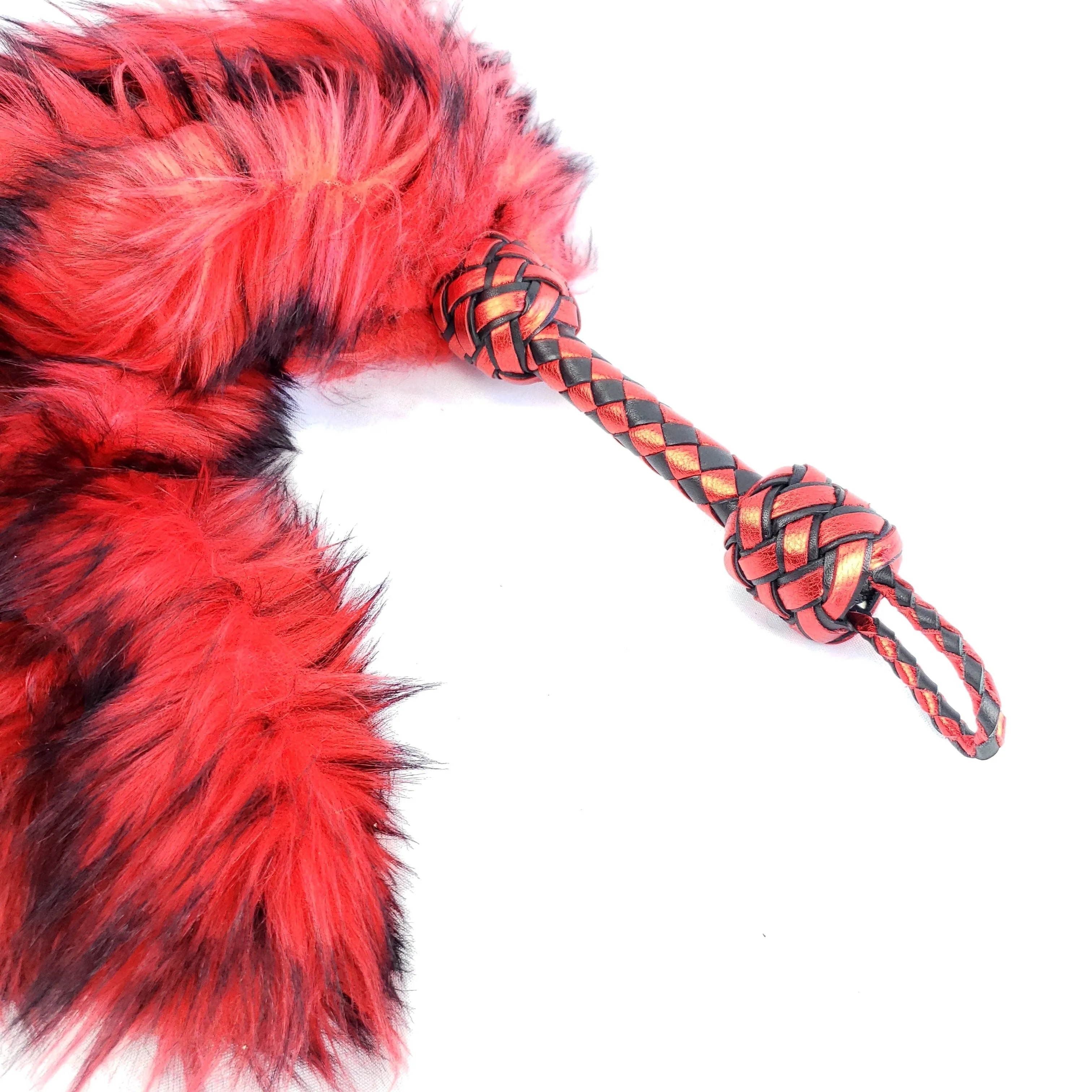 Red and Black Fluffinator Flogger- Made to Order
