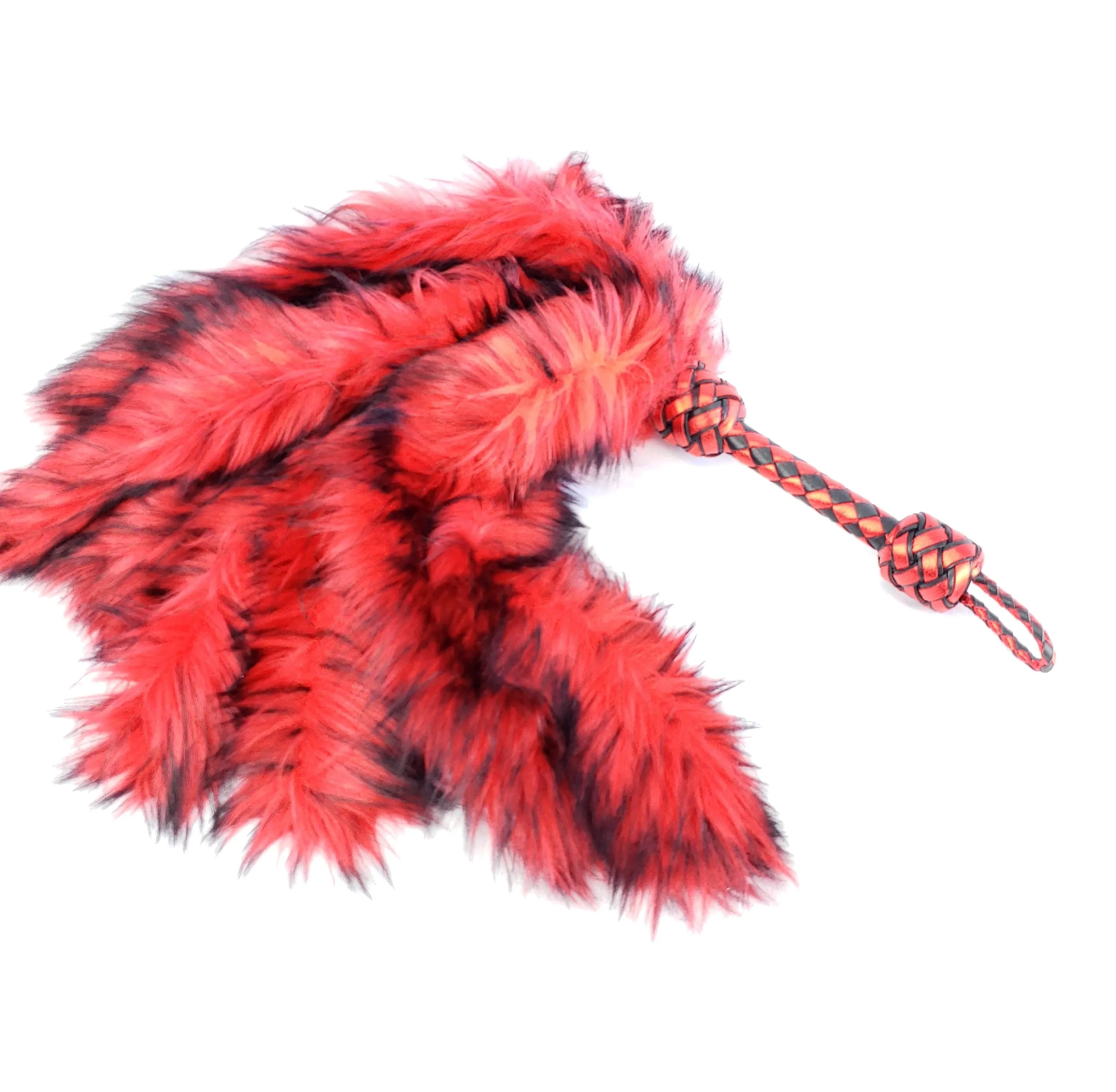 Red and Black Fluffinator Flogger- Made to Order