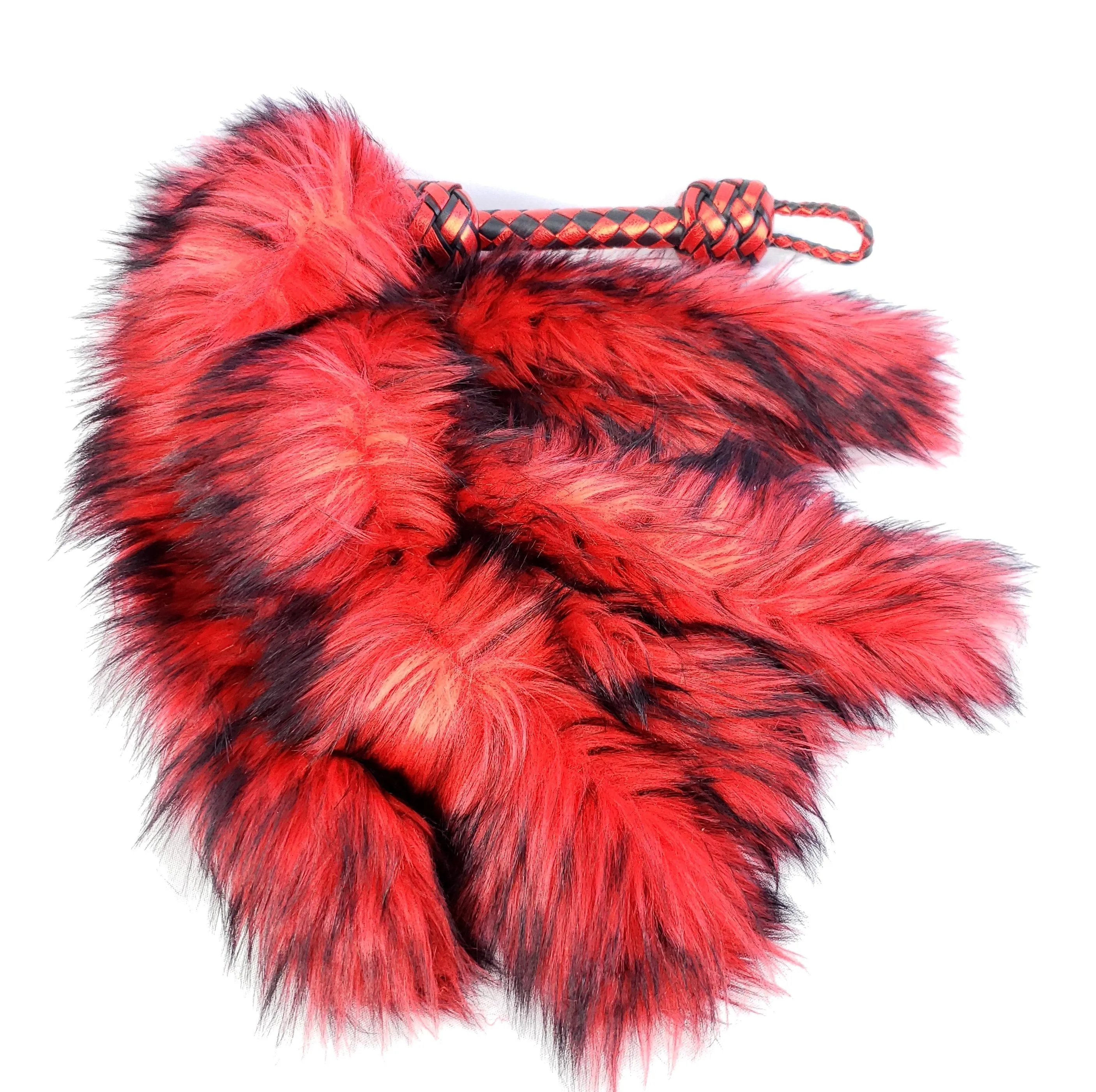 Red and Black Fluffinator Flogger- Made to Order