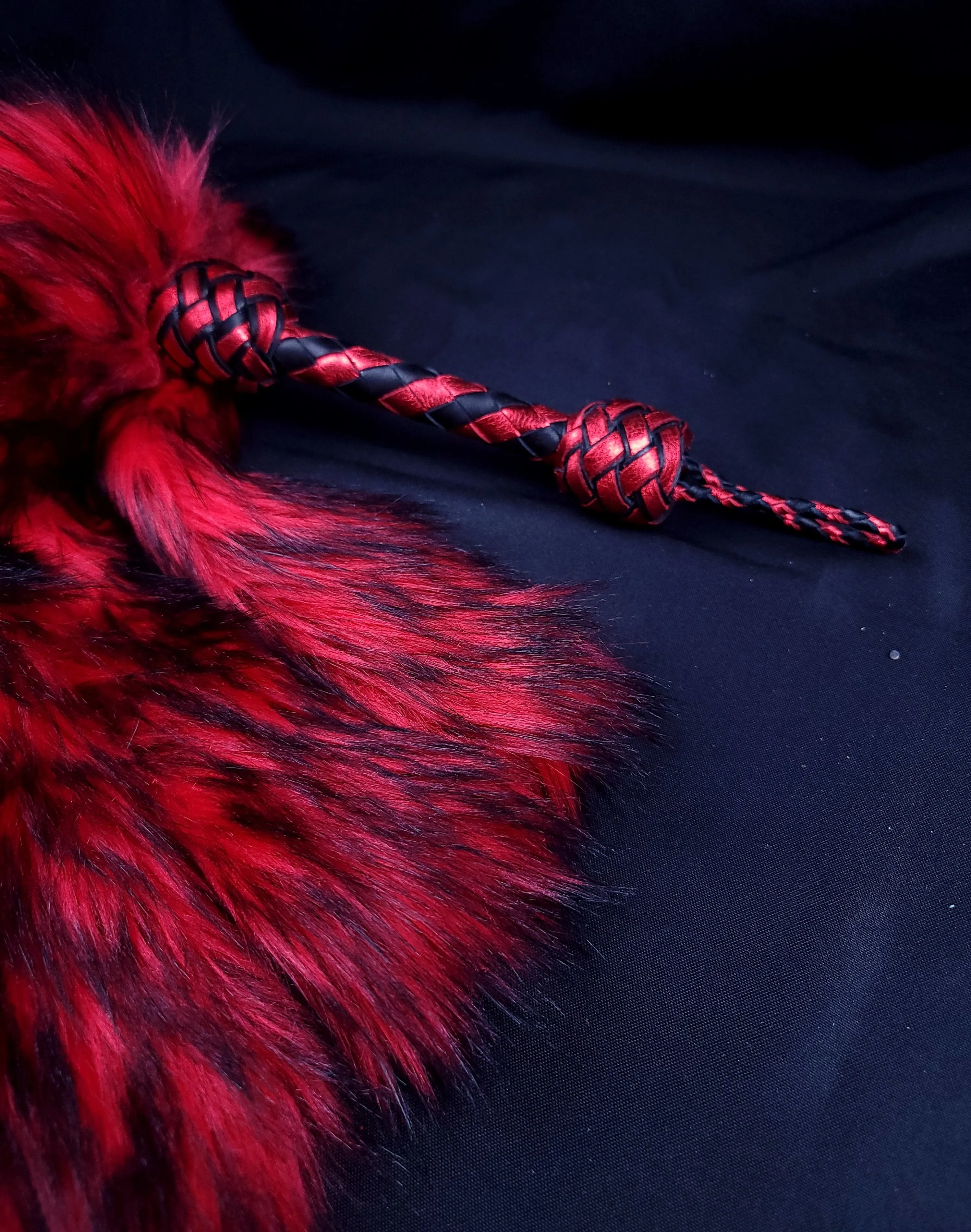 Red and Black Fluffinator Flogger- Made to Order