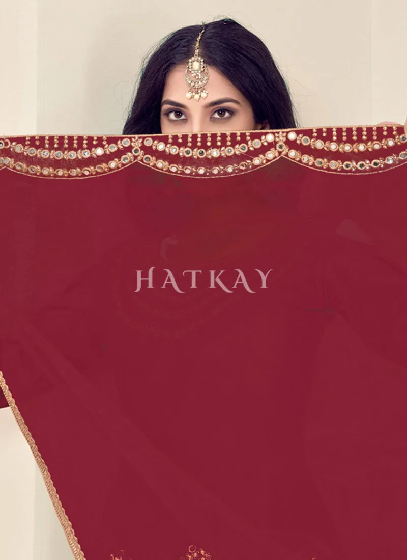 Red Mirror Work Punjabi Patiala Salwar Suit
