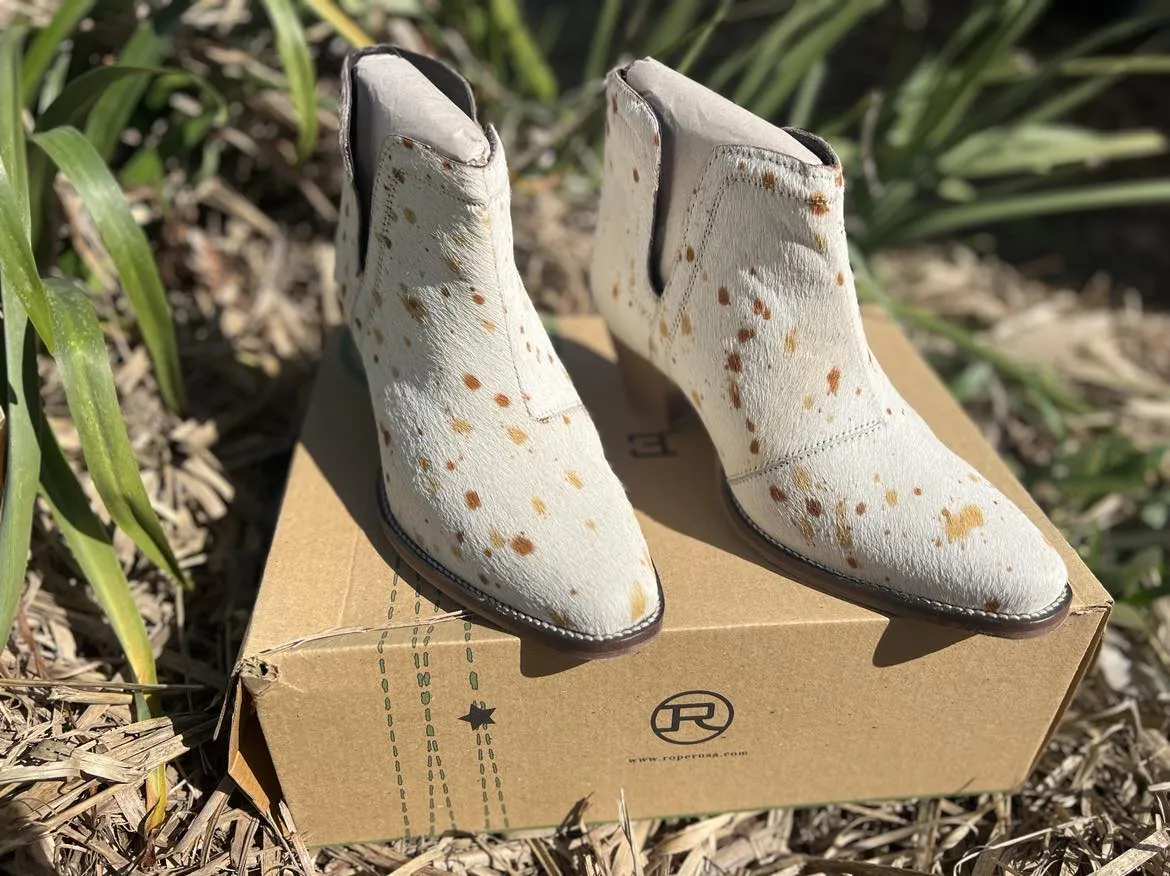 Roper Boots Womens Rowdy Cream/Tan Hair on