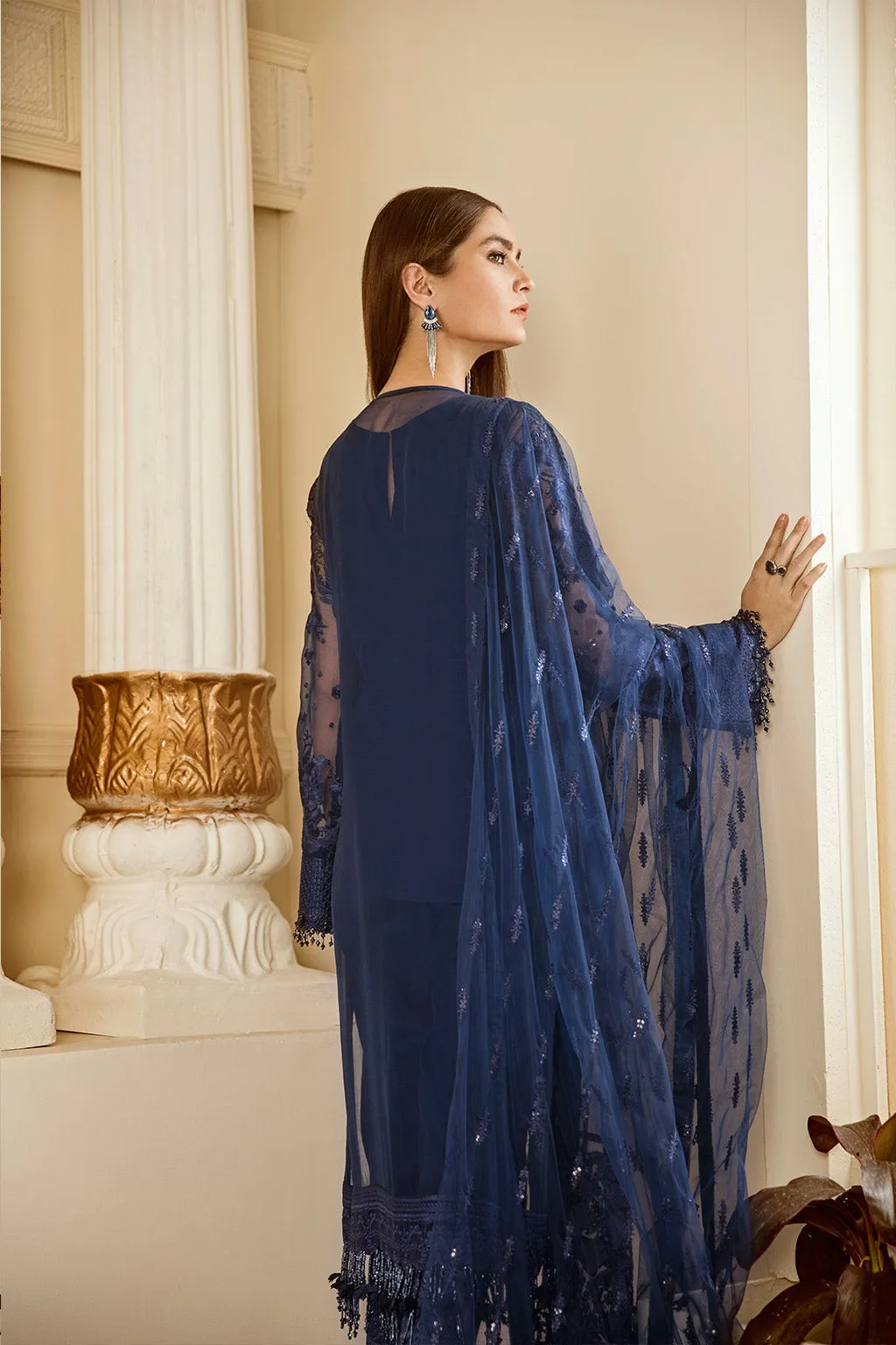 Royal Blue Heavily Embroidered Pakistani Salwar Kameez Party Dress