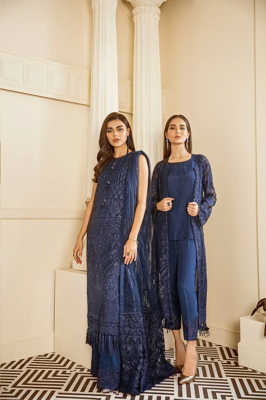 Royal Blue Heavily Embroidered Pakistani Salwar Kameez Party Dress