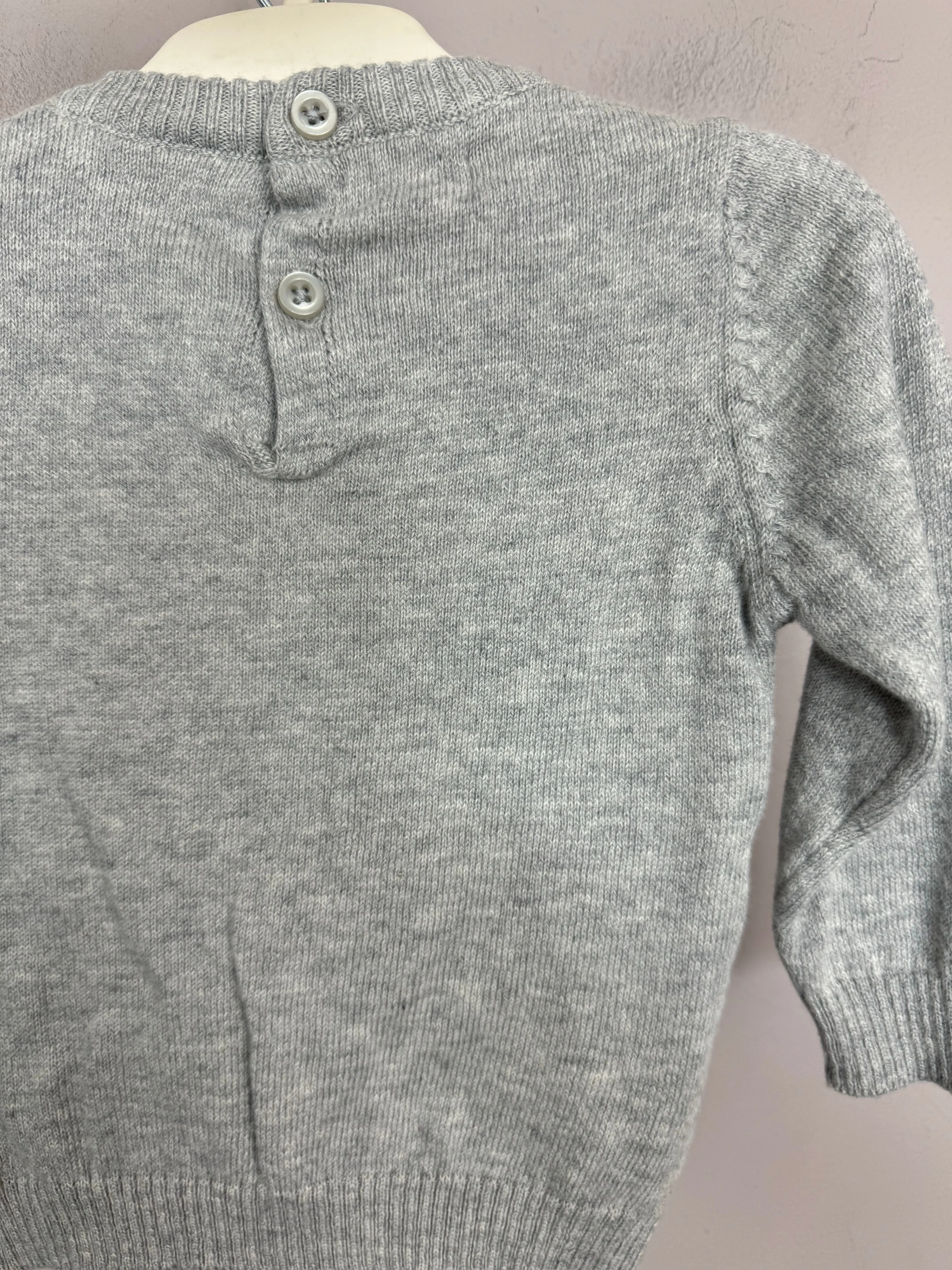 Samli Grey Diamond Cotton Knit Set 0-3m