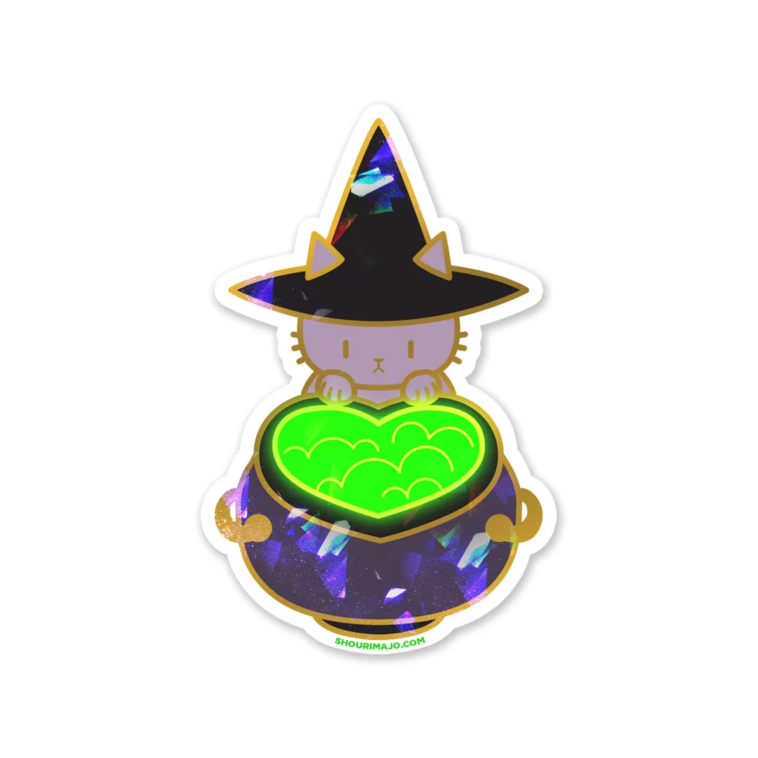 Sassy Kitties Witchy Kitties Cauldron Witch Cat Sparkly Sticker