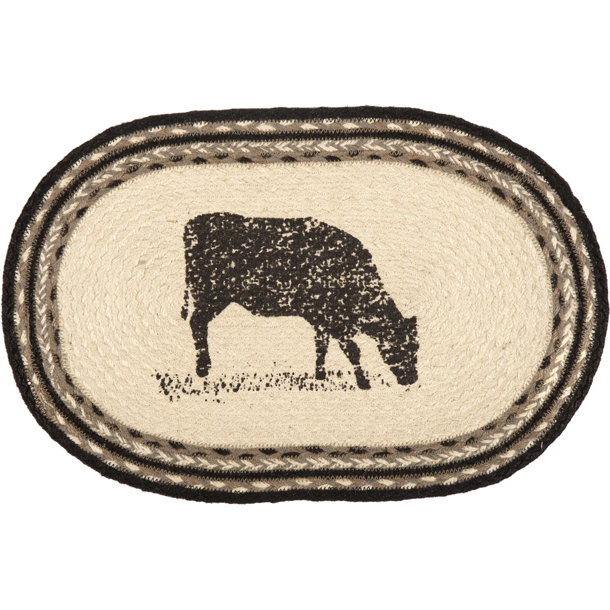 Sawyer Mill Charcoal Cow Jute Placemat (Set of 6)