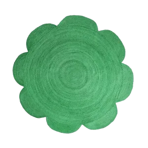 Scallop Flower Round Jute Rug - Green