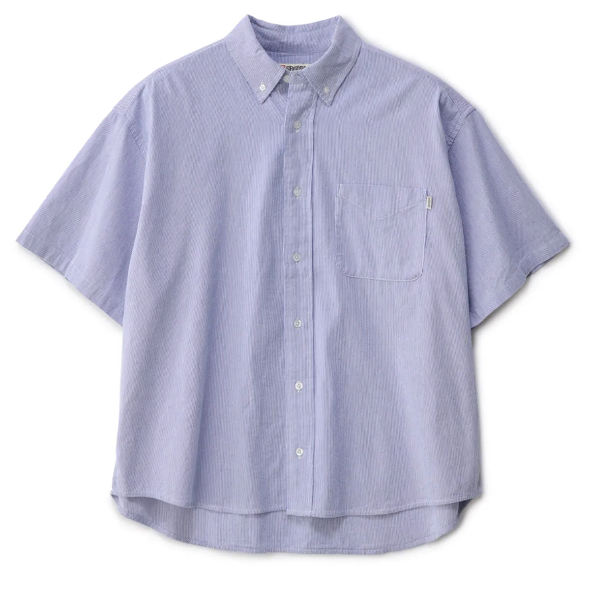 S/Double - Classic Oxford S/S Shirt Navy Stripe