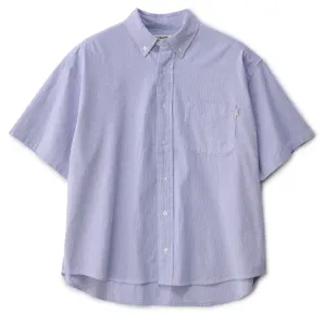 S/Double - Classic Oxford S/S Shirt Navy Stripe