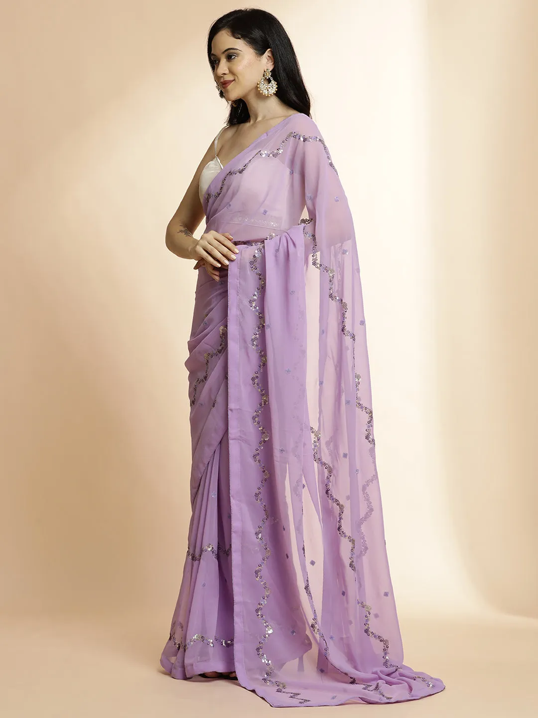 Sequin Embellished Georgette Party Wear Saree