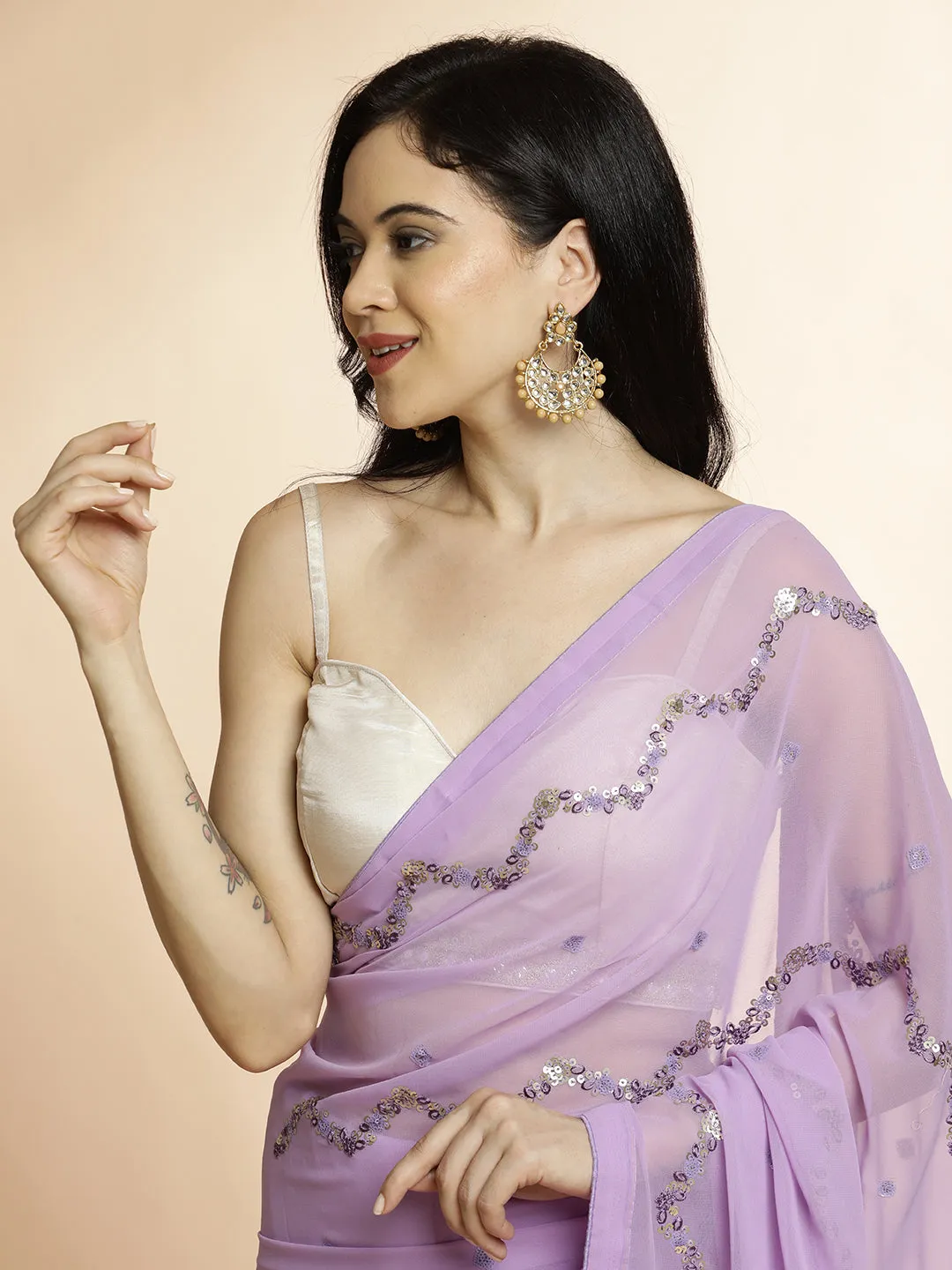 Sequin Embellished Georgette Party Wear Saree
