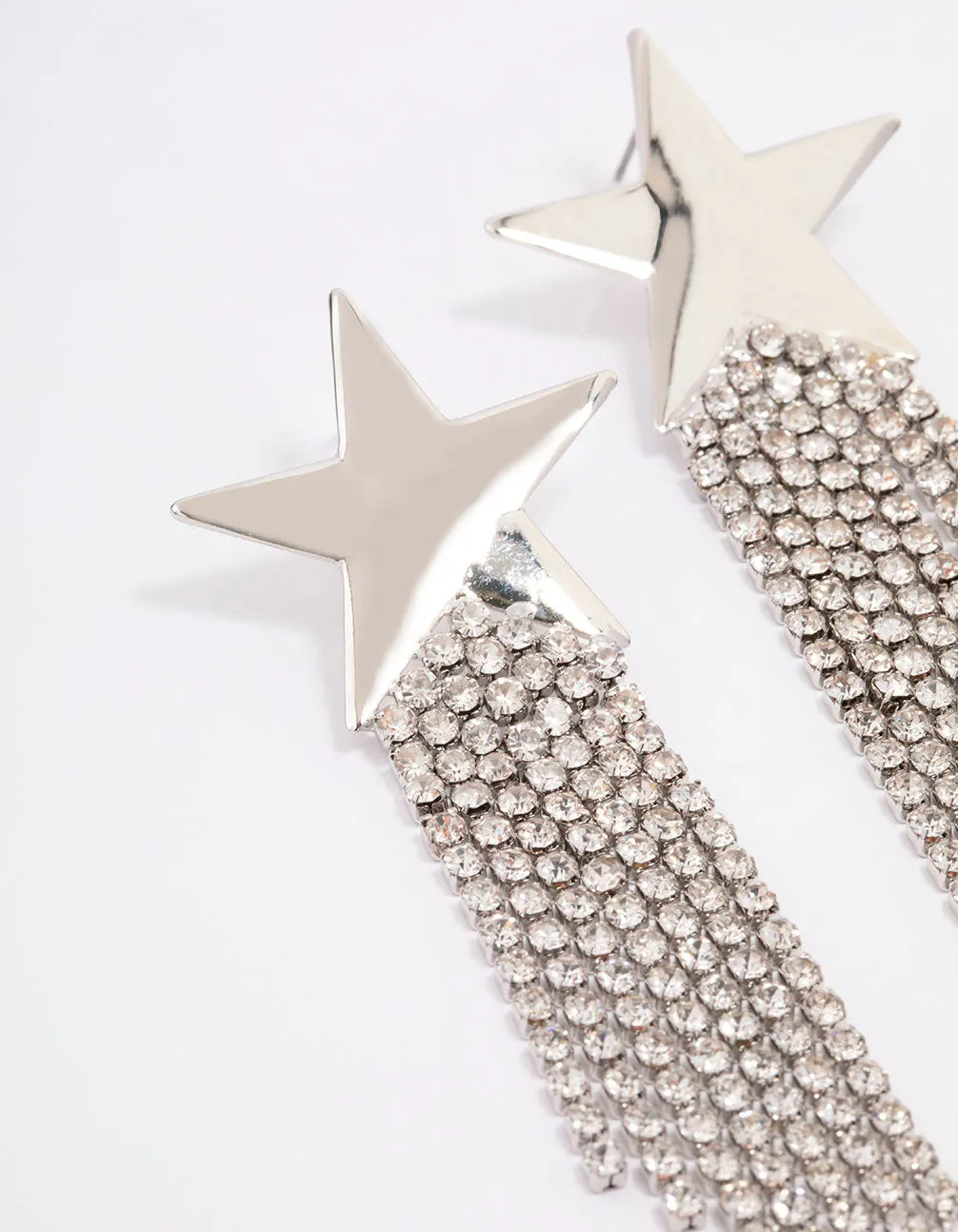 Silver Star Chandelier Drop Earrings