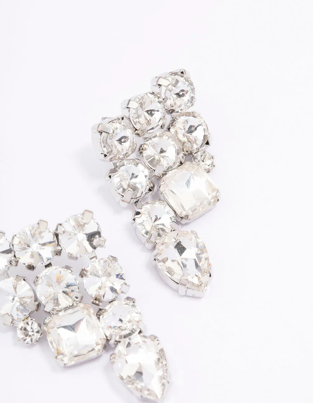 Silver Triple Row Chunky Stud Earrings