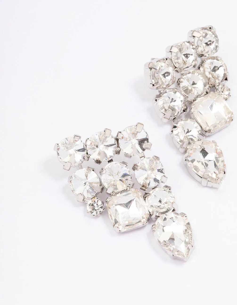 Silver Triple Row Chunky Stud Earrings