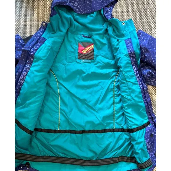 SIMS Women's Purple &amp; Teal Fine Zip-Up Snowboarding Blur Jacket Coat sz M