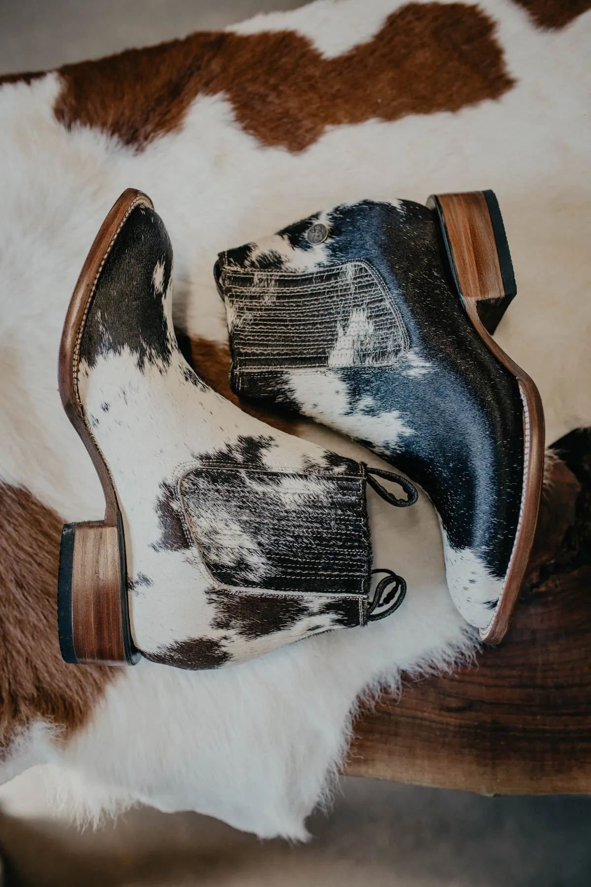 (Size 9 - Square) Hair-on Hide Ankle Booties by Stiefeld