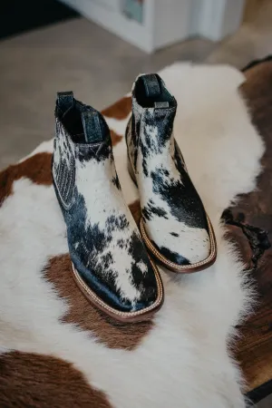 (Size 9 - Square) Hair-on Hide Ankle Booties by Stiefeld