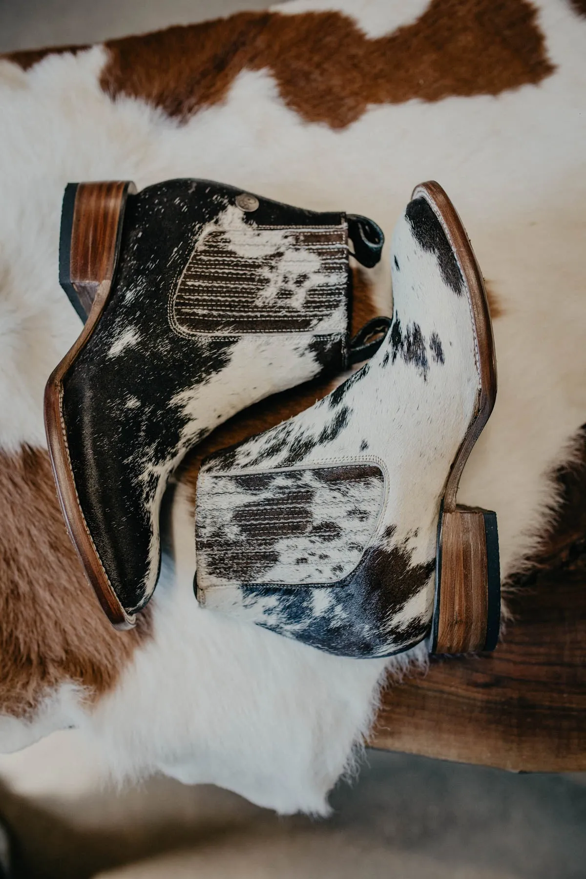 (Size 9 - Square) Hair-on Hide Ankle Booties by Stiefeld