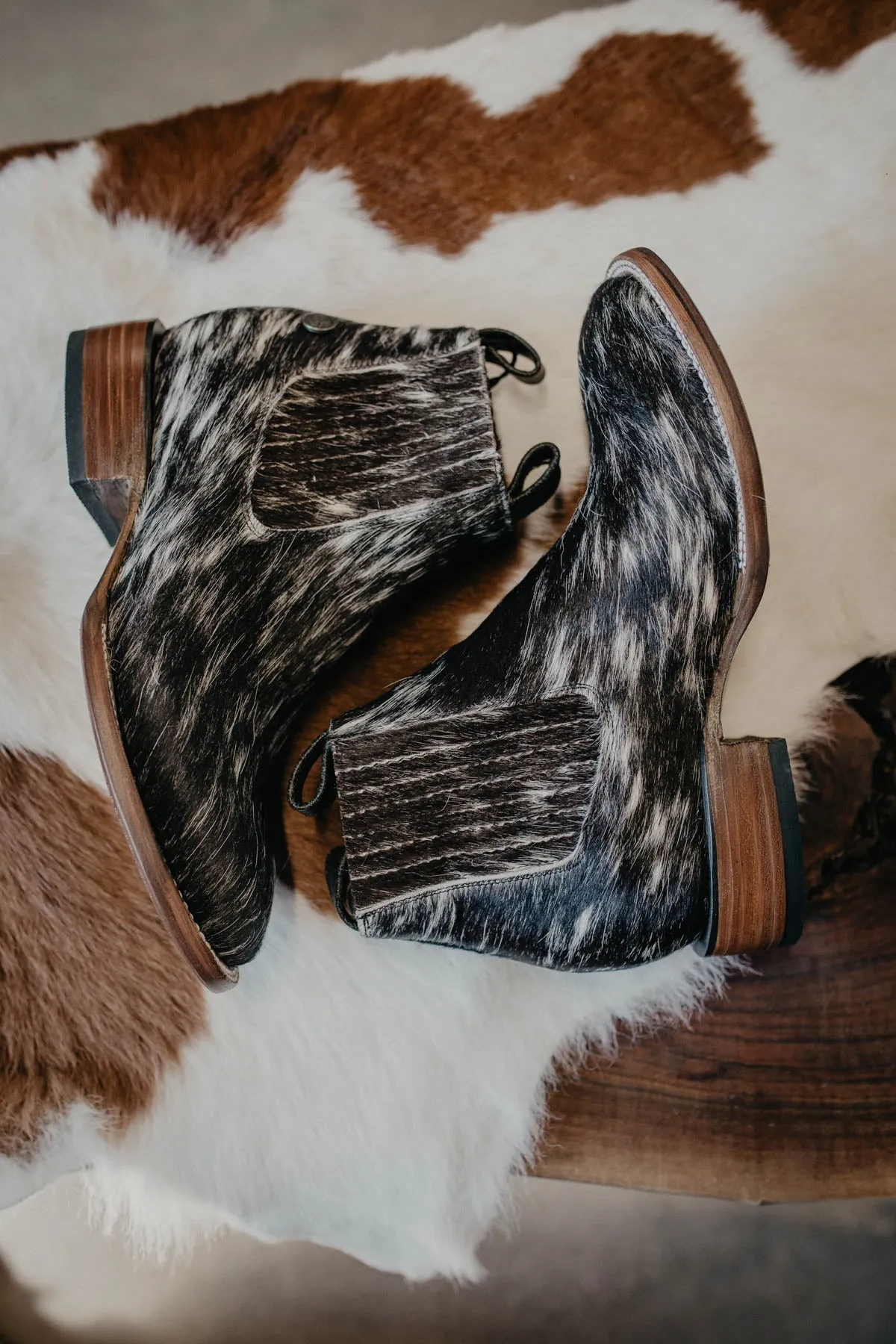 (Size 9.5 - Square) Hair-on Hide Ankle Booties by Stiefeld
