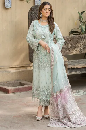 Sky Blue Hand Embellished Kameez Trousers Pakistani Party Dress