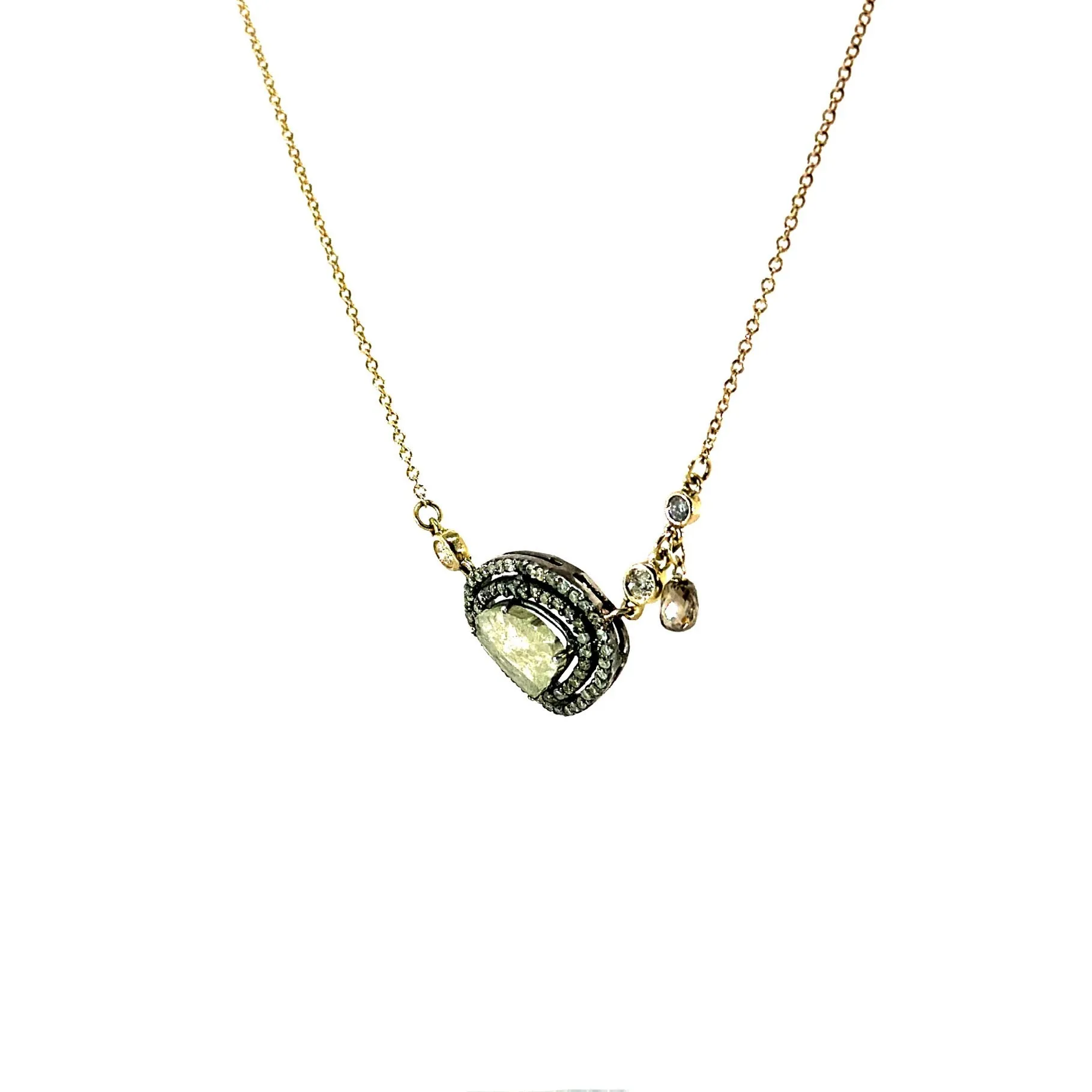 Slice Diamond Halo Pendant Necklace In 14k