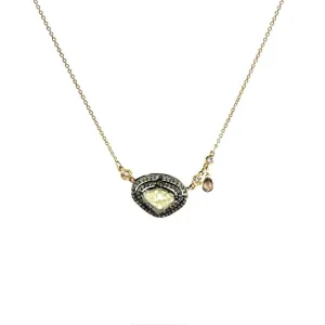 Slice Diamond Halo Pendant Necklace In 14k